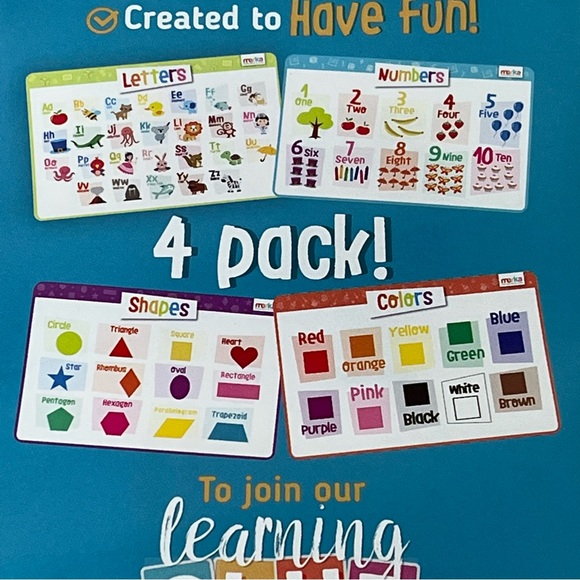 Set of 8 Merka Kids' Educational Placemats Reusable Non-Slip Silicone Teaching - Picture 2 of 10